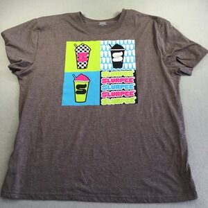 7-Eleven Slurpee Graphic T-Shirt Mens XL Brown Speedway Logo Cotton Blend Tee